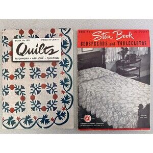 Vintage Quilts Patchwork Applique & Crochet Bedspread Tablecloth Patterns Lot 2